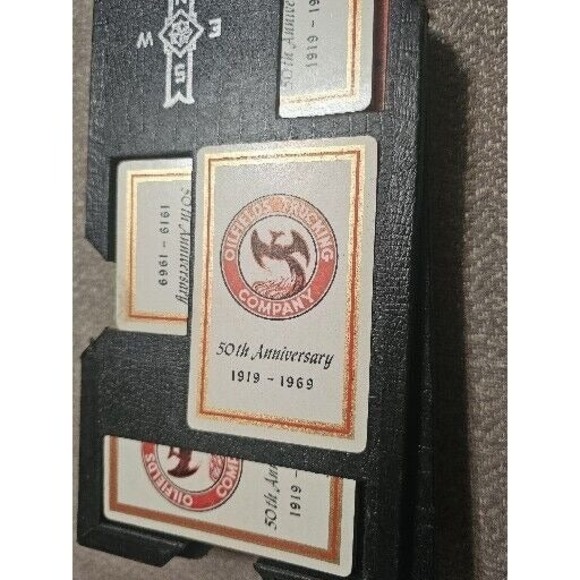 Vintage Bridge Board Complete Set Score Pencils Playing Cards Leather Card Box - Picture 11 of 12